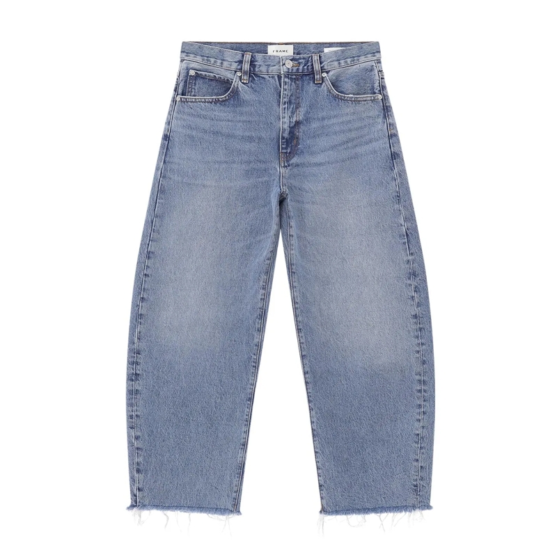 FRAME Jeans Curved-Leg Jeans The Bubble Crop blau