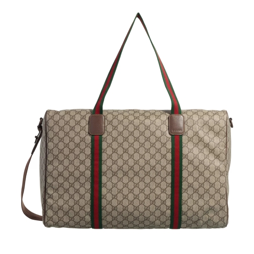 Gucci Maxi Duffle Bag With Web Beige Weekendväska