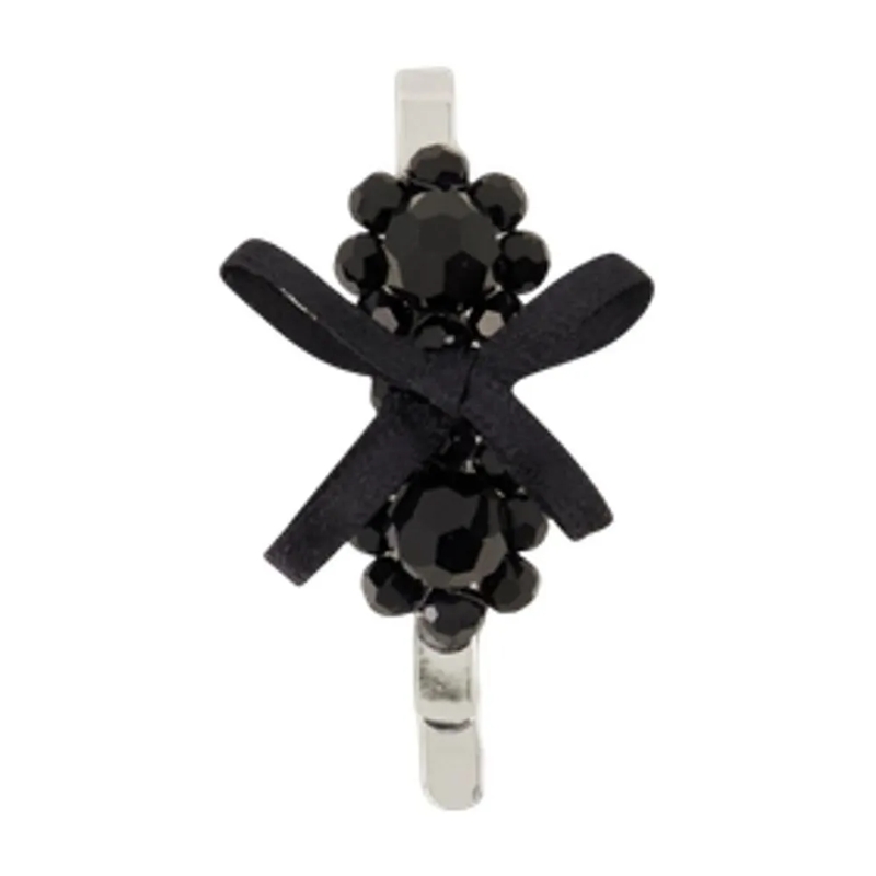 Simone Rocha Haarklammer Petite Bow Mini Flower Hair Clips - Crystal - Blac Black