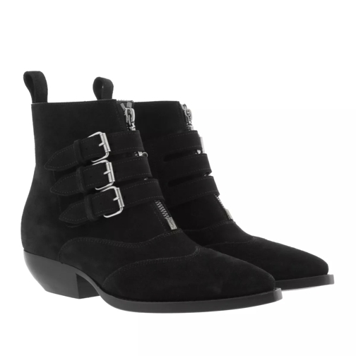 Saint Laurent Buckle Ankle Boots Leather Black Stiefelette