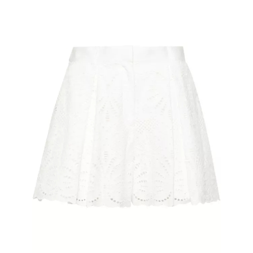 Self Portrait Broderie Anglaise Cotton Shorts White 