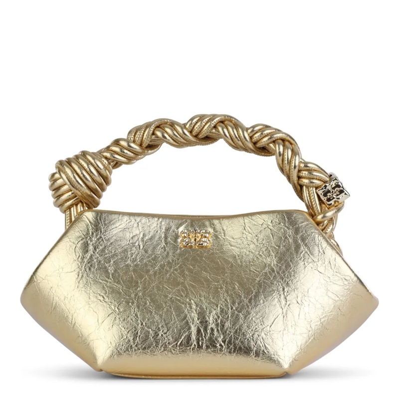 GANNI Crossbody Bag Sculptural Gold Top Handle Bag Gold