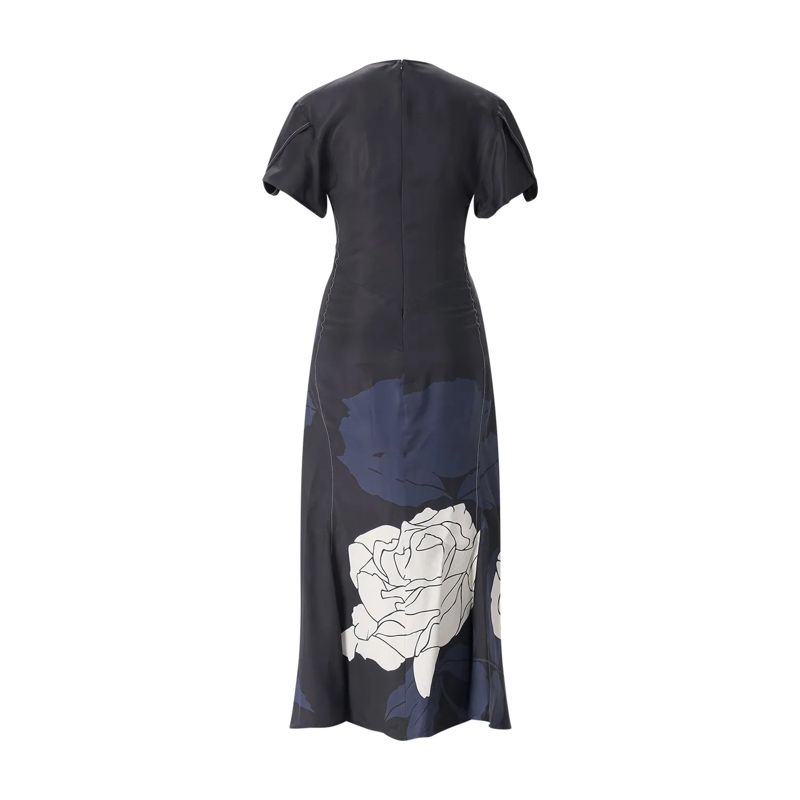 Victoria Beckham Robe midi Midikleid Eve mit Blumenmuster schwarz(Image 3)