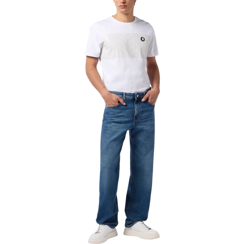 BILLIONAIRE Jeans mit geradem Bein Relaxed Fit Jeans Leather Details blau(Image 4)