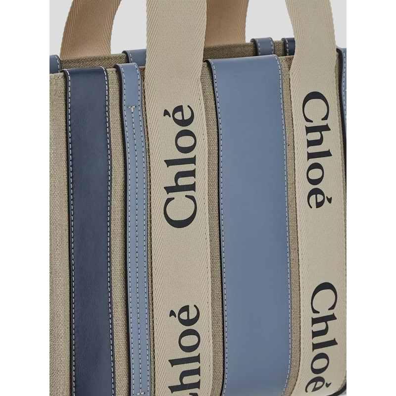 Chloé Tote Woody Medium Tote Bag Blue(Image 6)