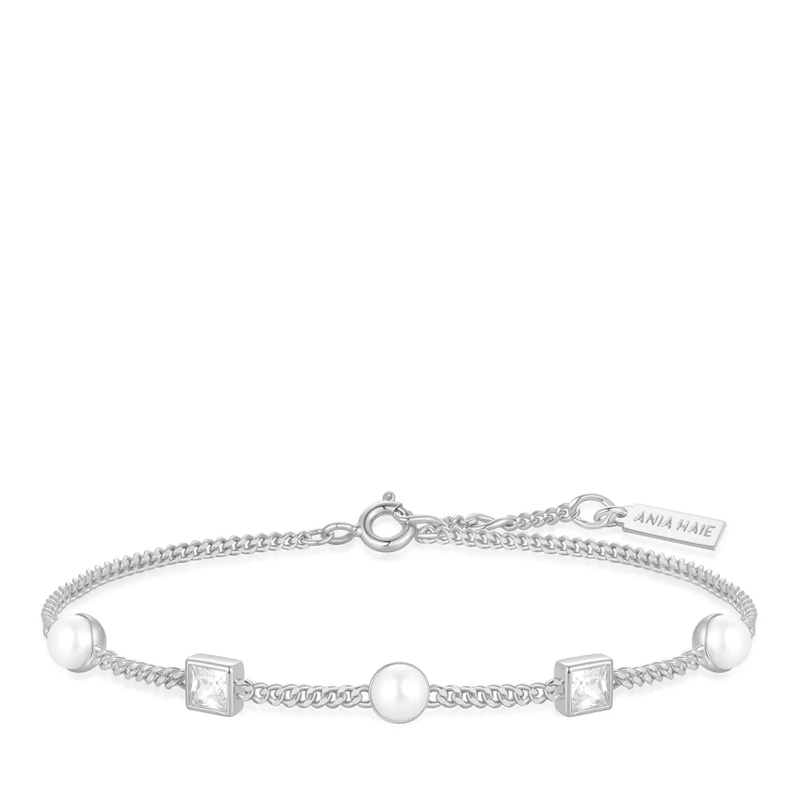Ania Haie Armband 925er Sterlingsilber Cube and Pearl silber