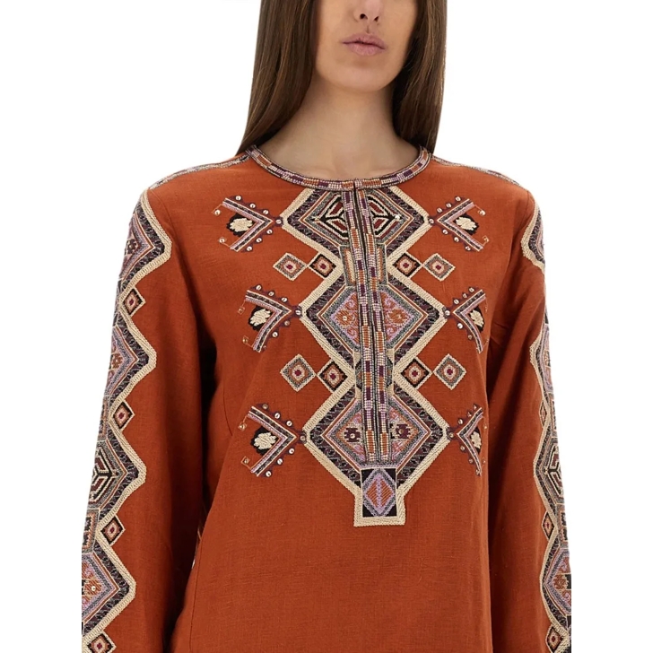 Tシャツ・カットソー ISABEL MARANT Orange Silk Zelda Blouse Isabel Marant Zelda embroidered Matka silk blouse | Luisa World