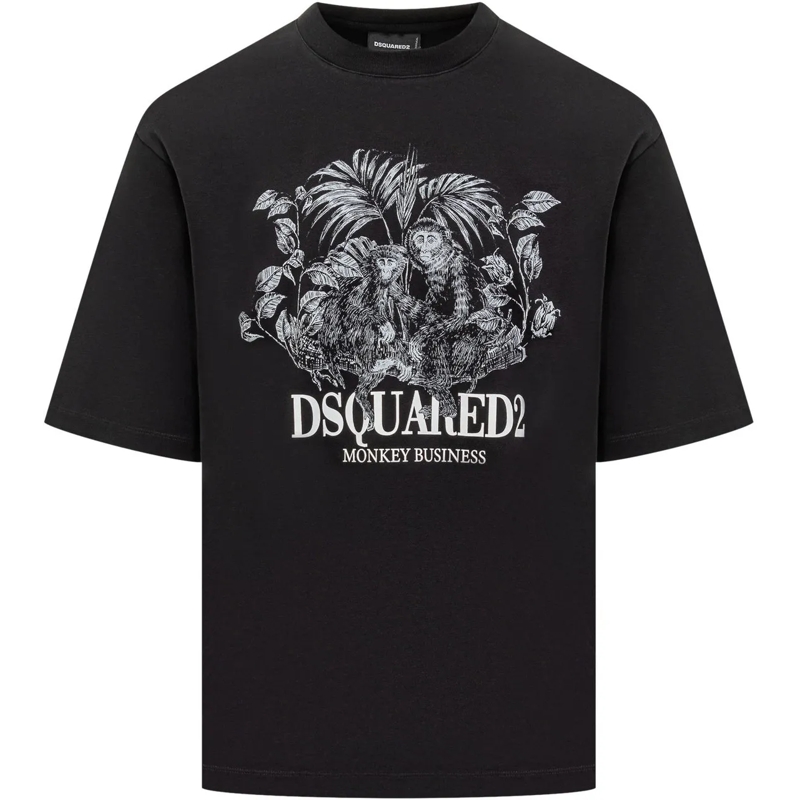 Dsquared2 T-shirt T-Shirt Oversize con Stampa Jungle schwarz