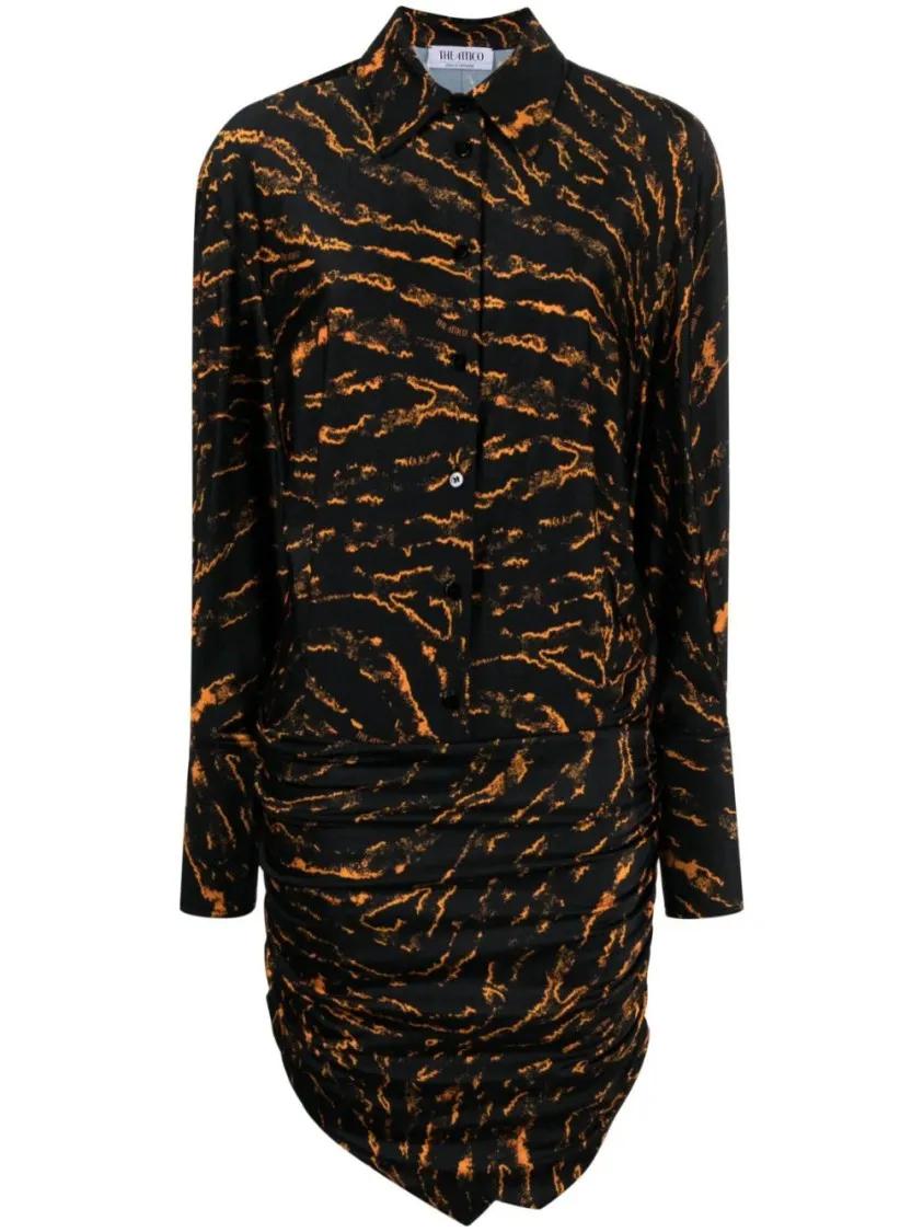 The Attico - Abstract-Patterned Shirt Dress - Größe 42 - schwarz