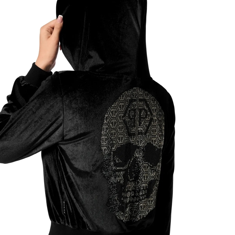 Philipp Plein Daunenjacke Sweatjacke Mit Kapuze Skull Mit Schmucksteinen schwarz(Image 3)