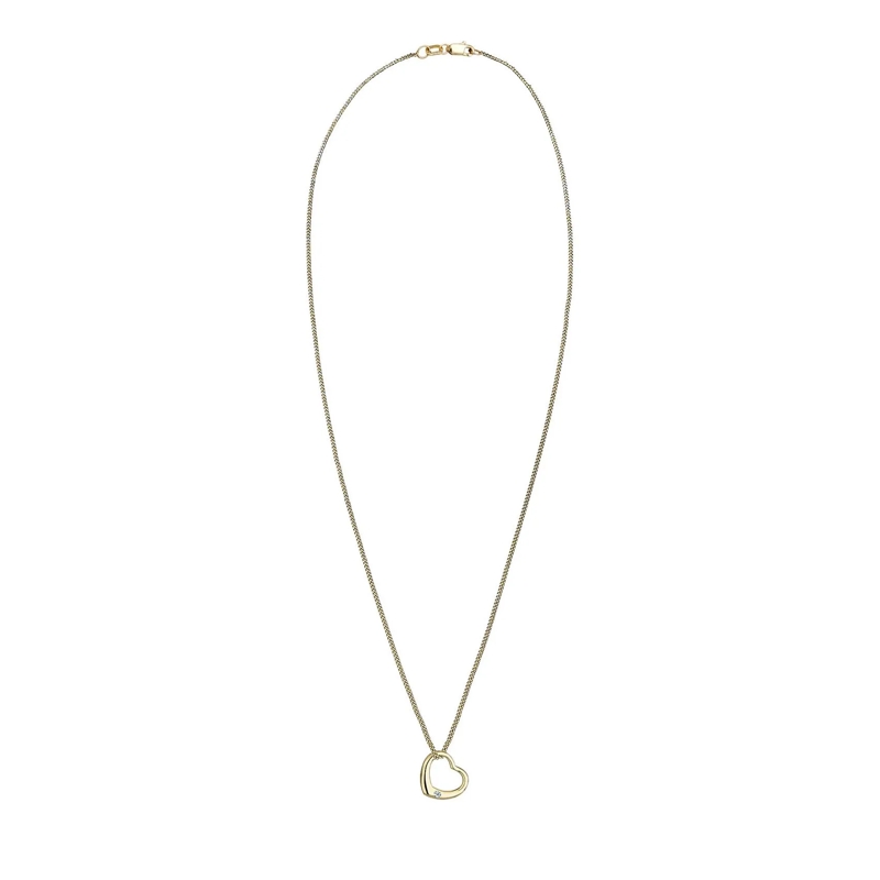 Elli Mittellange Halskette Halskette Herz Love Diamant (0.03 ct.) 375 Gelbgol weiss