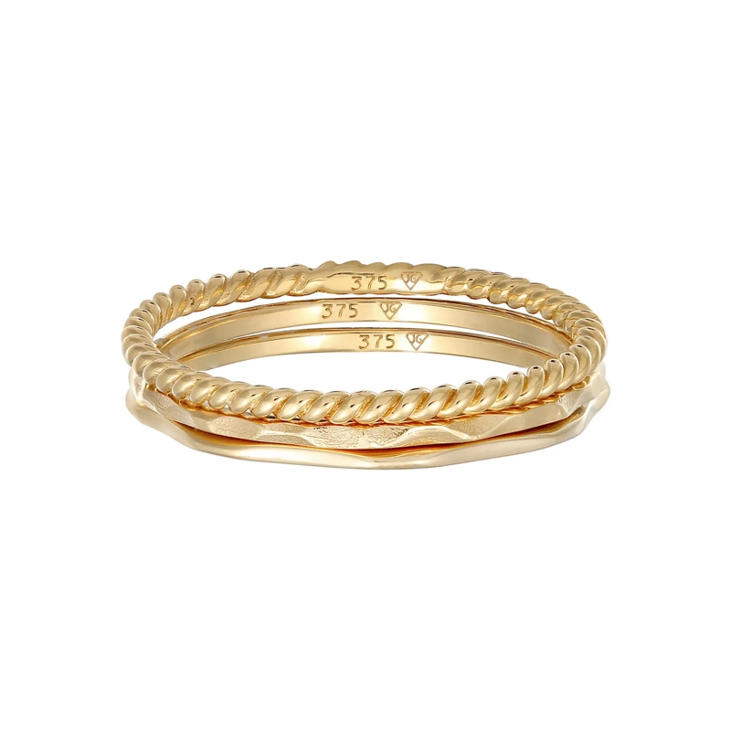 Elli Ring Ring Stapelringe Stacking Bandring 3er Set 375 Gel gold(Image 2)