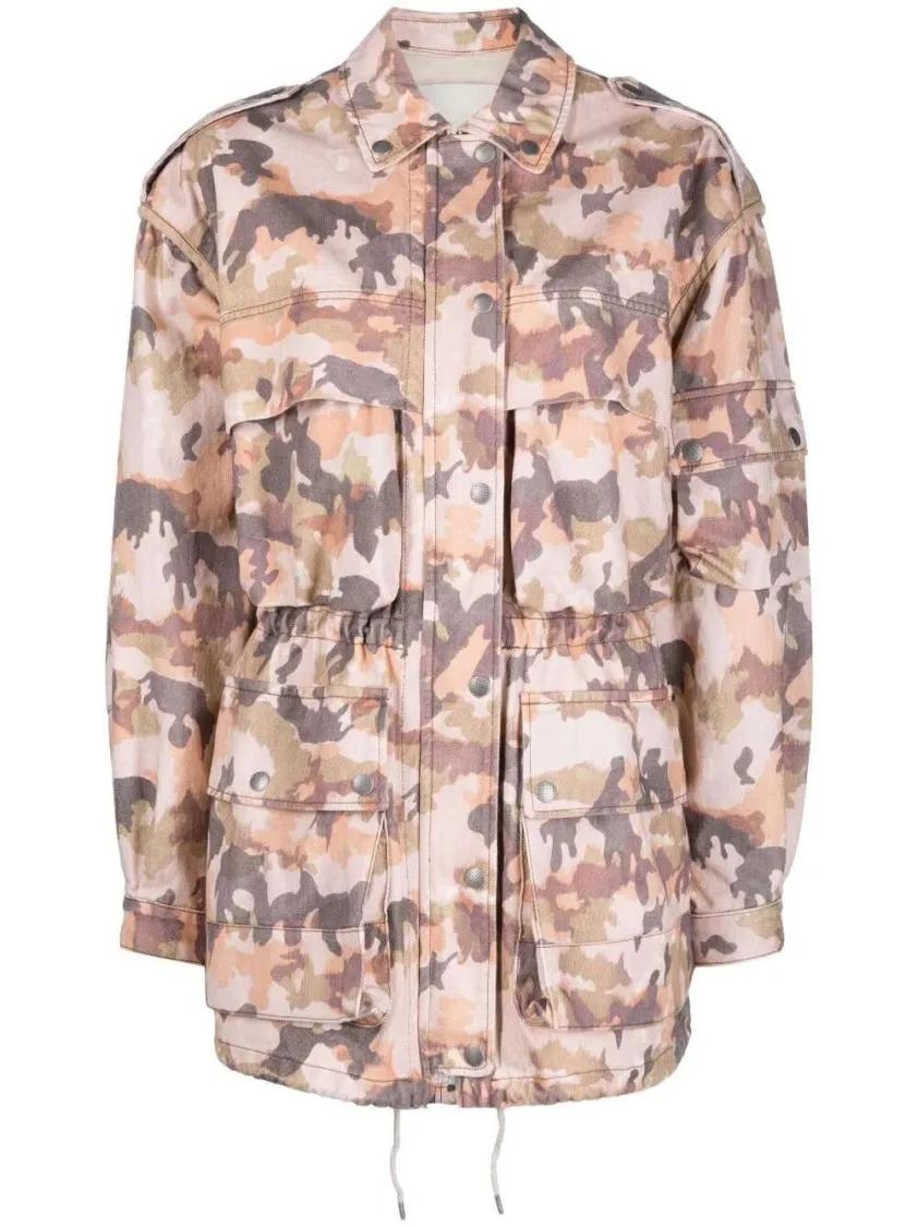 Thumbnail - Isabel Marant - Elize Camouflage-Print Cotton Jacket - Größe 38 - beige