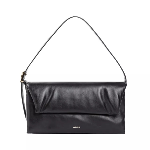 Jil Sander Origami Black Nappa Calf Leather Shoulder Bag Black Axelremsväska