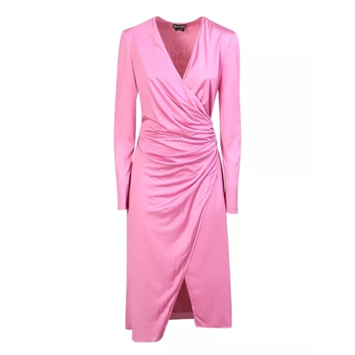 Tom Ford Wrap Silk Pink Dress Pink Klänningar