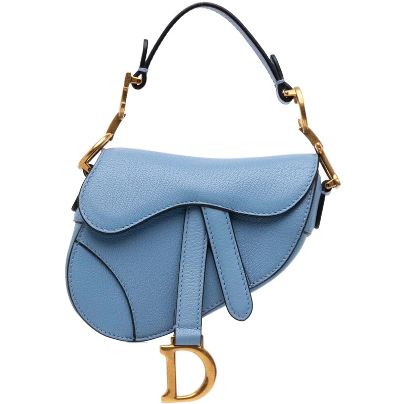 Christian Dior Schultertasche Micro Goatskin Saddle Bag blau