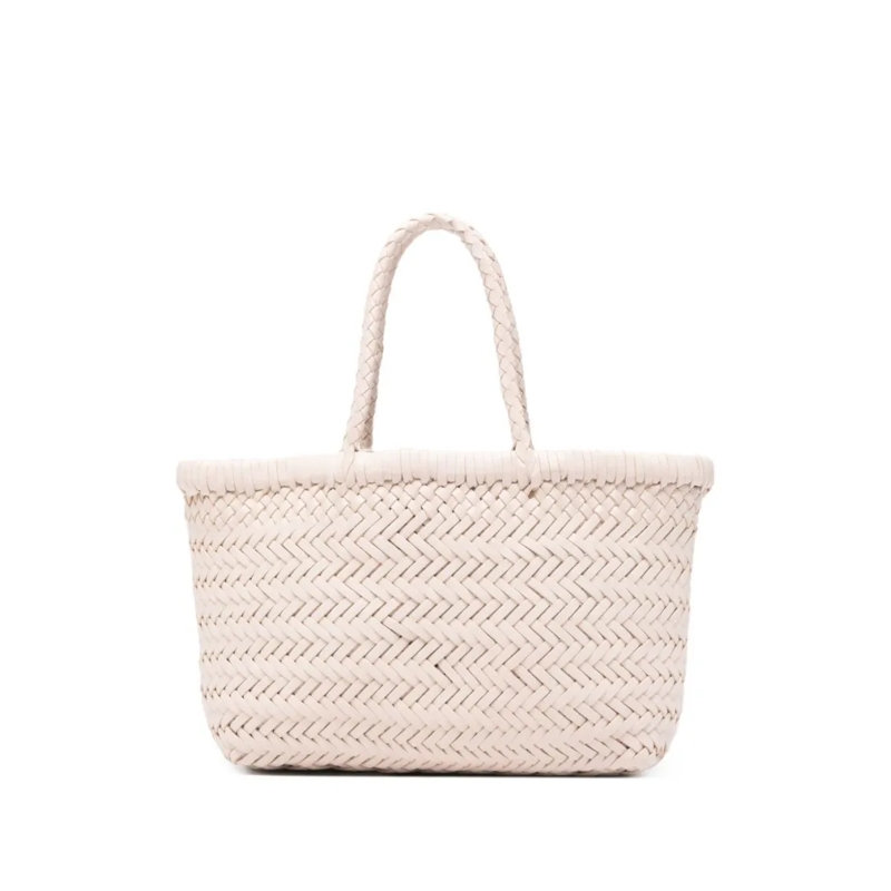 DRAGON DIFFUSION Tote Elegant Beige Woven Handbag With Braided Handles Neutrals