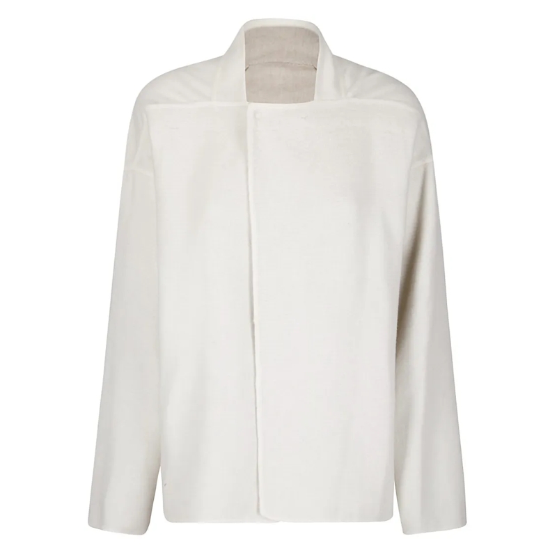 Rick Owens Overgangsjas Lightweight Camel Hair Jacket With Squared Collar White