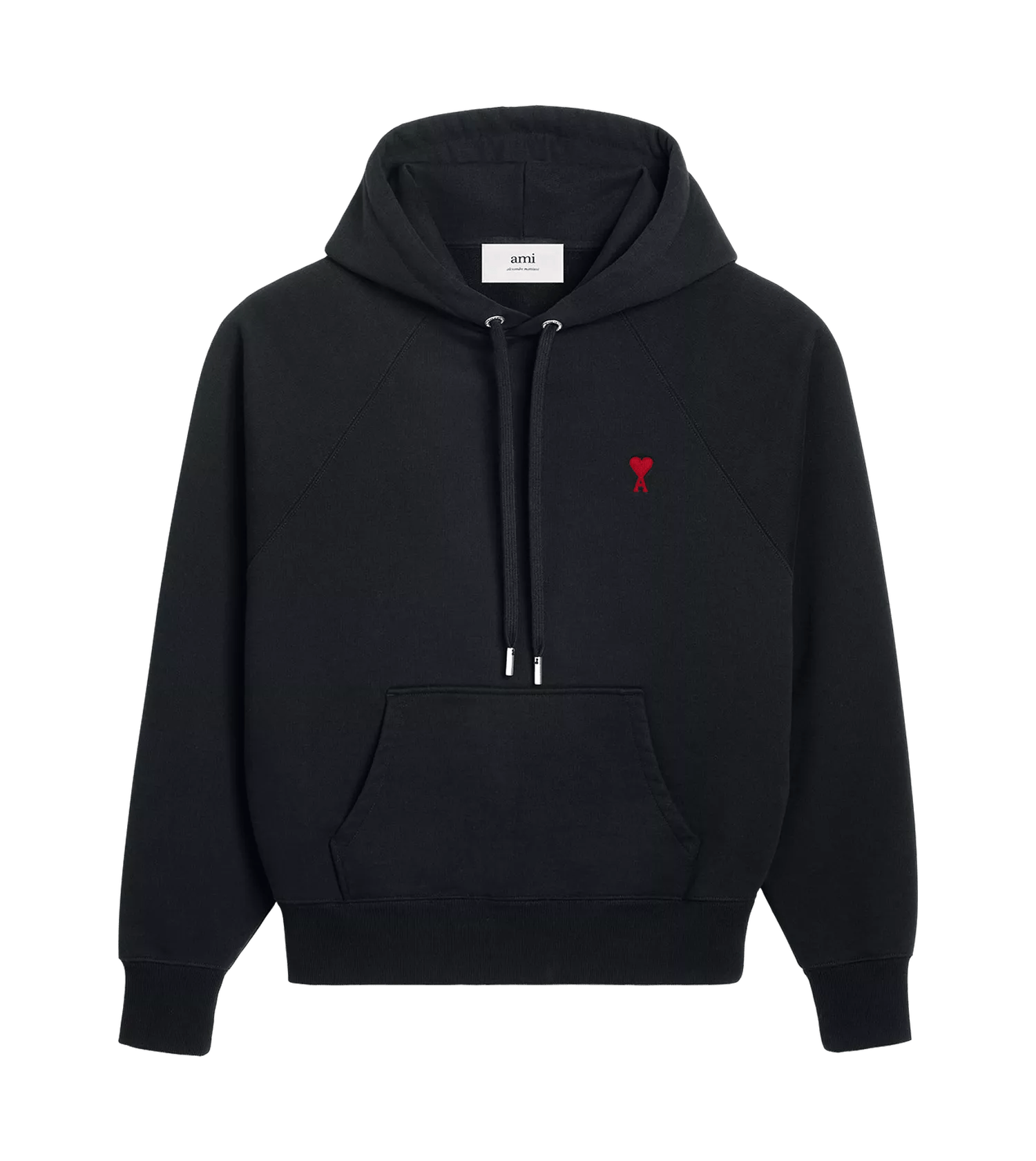 AMI Paris - Hoodie mit rotem Ami De Coeur Logo - Größe XXS - black