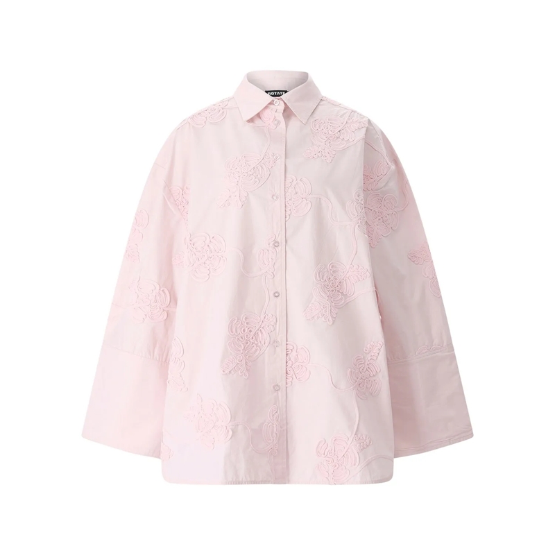 Rotate Chemisier Oversized Bluse mit Blumendetails pink