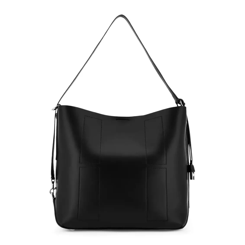 Hogan Fourre-tout Black Leather Tote Bag With Design Black