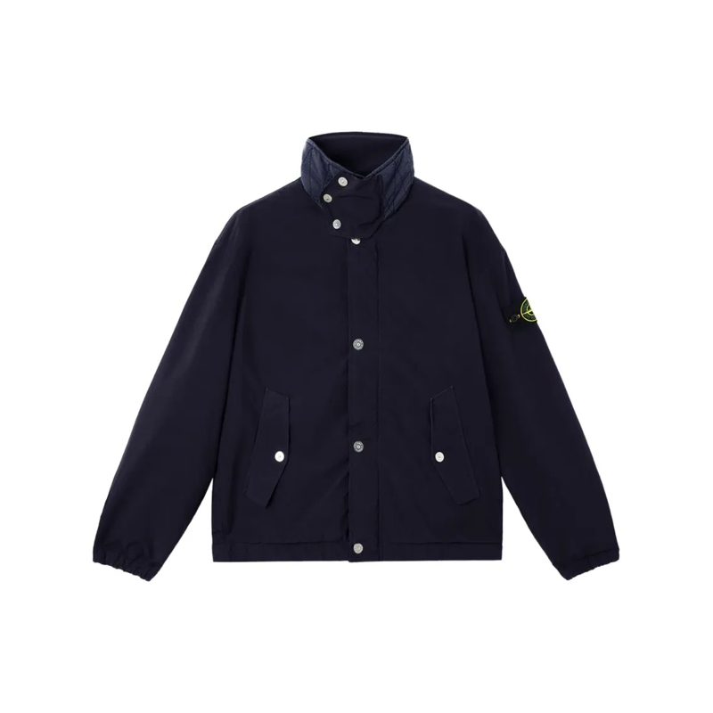 Stone Island  Boxy Blue Jacket With Stand Collar Blue