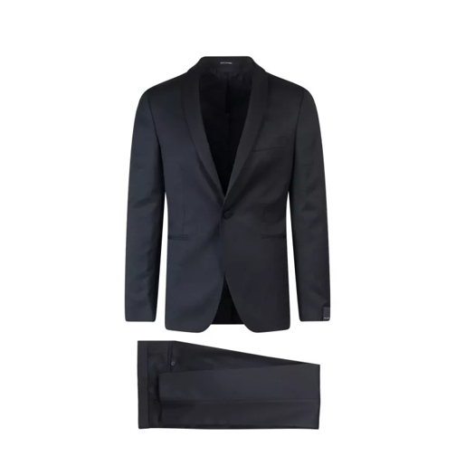 Tagliatore Virgi Wool Suit With Shawl Lapel Blue Combinaisons de combinaisons