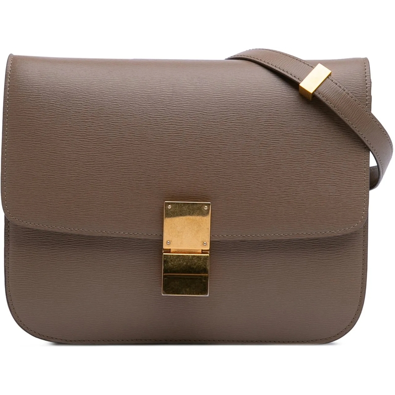 Celine Schultertasche Medium Calfskin Classic Box braun