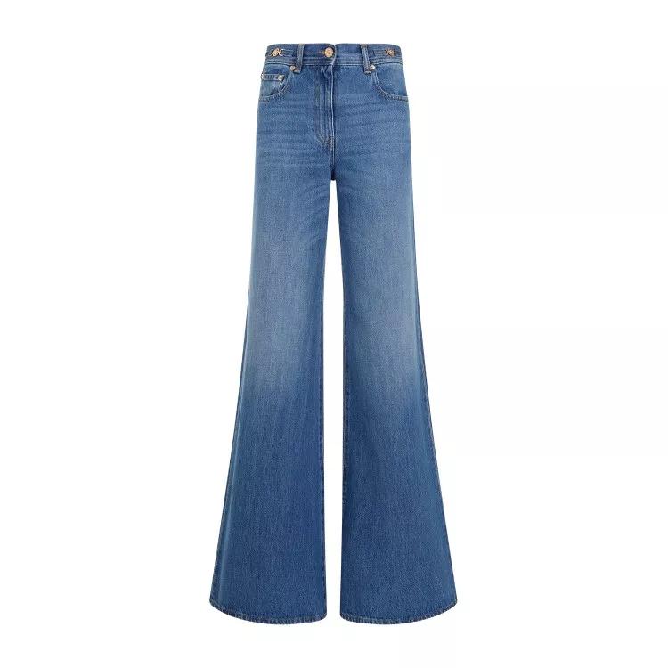 Versace - Medium Blue Cotton Flared Denim Stone Wash Jeans - Größe 27 - blue