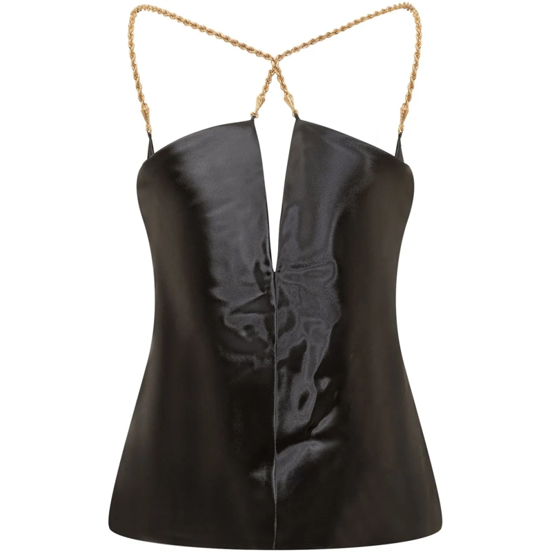 Salvatore Ferragamo Top Top con Spalline Bijoux schwarz