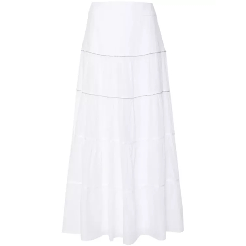Peserico White Beads Maxi Skirt White 
