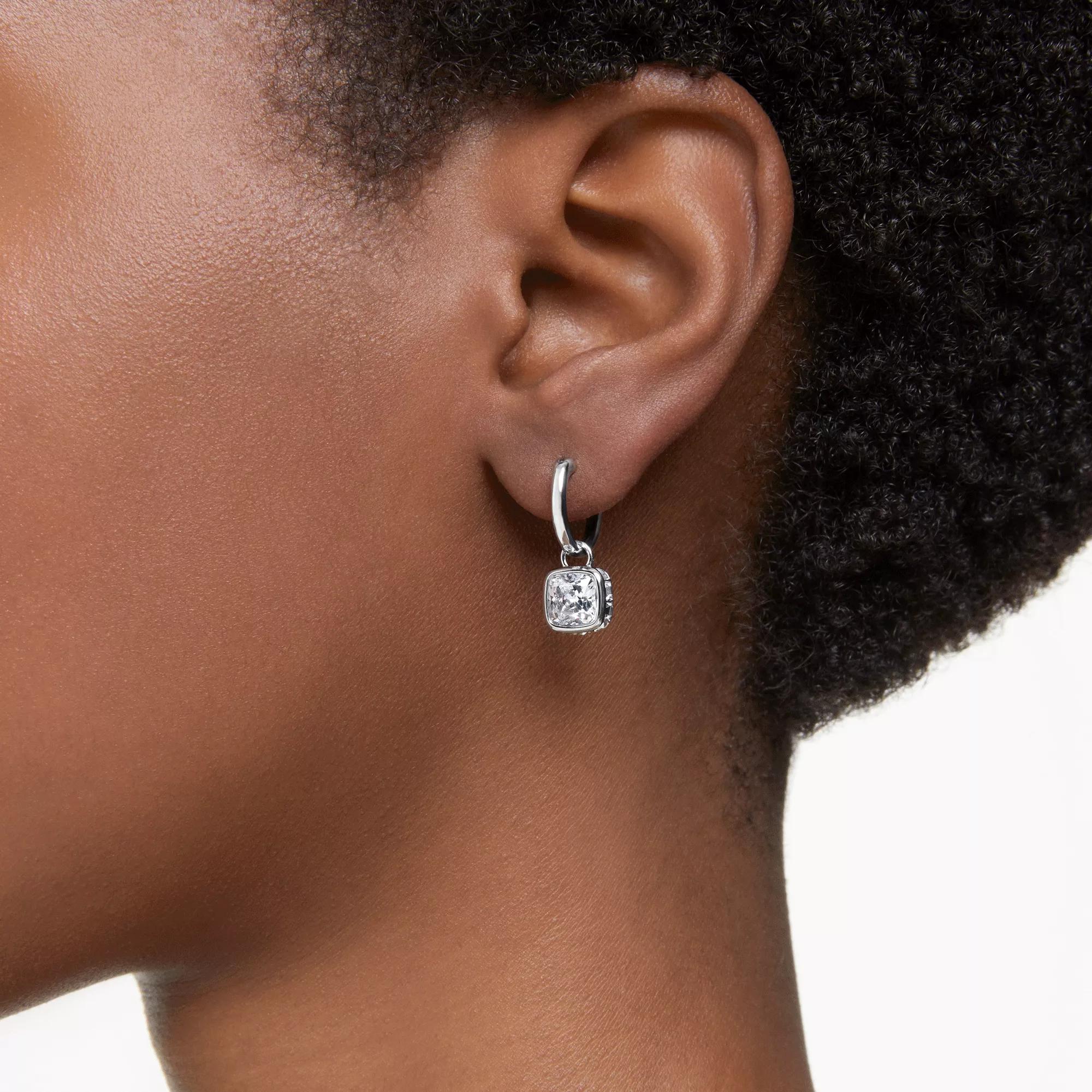 Thumbnail - Swarovski Ohrringe - Stilla drop earrings, Square cut, Rhodium plated - Gr. unisize - in Weiß - für Damen