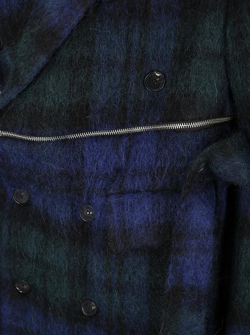 Setchu - Oversized Tartan Coat With Zips - Größe 2 - blau