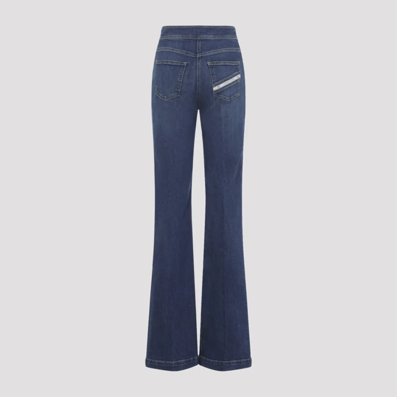 Elisabetta Franchi Jeans High-Waisted Flared Jeans With Decorative Gold Har Blue