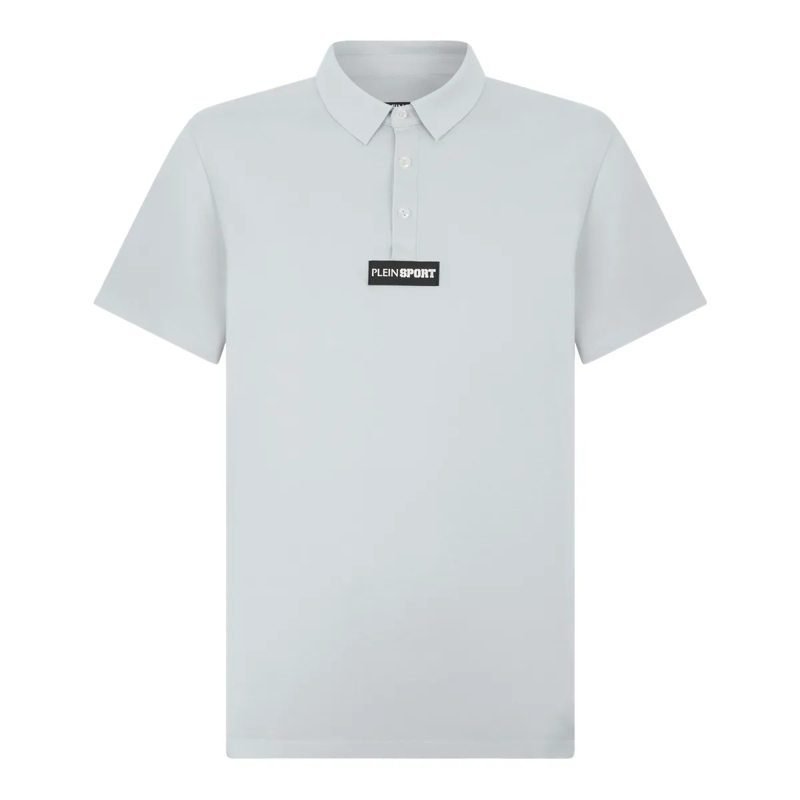 Plein Sport Top Pique Polo T-Shirt Scratch hell-blau