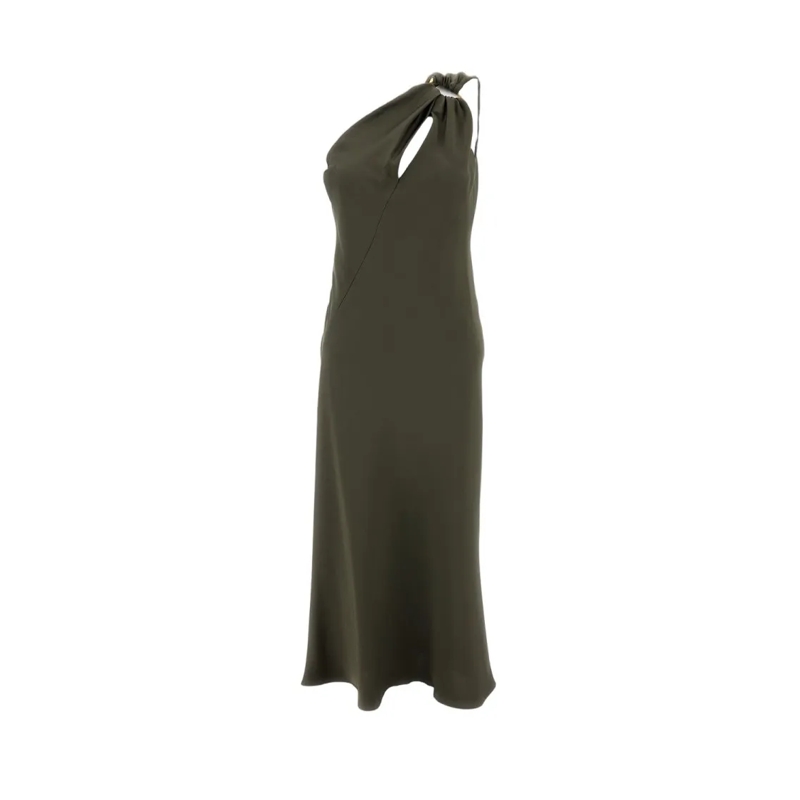 Max Mara Midi-jurk One-Shoulder Maxi Dress Green