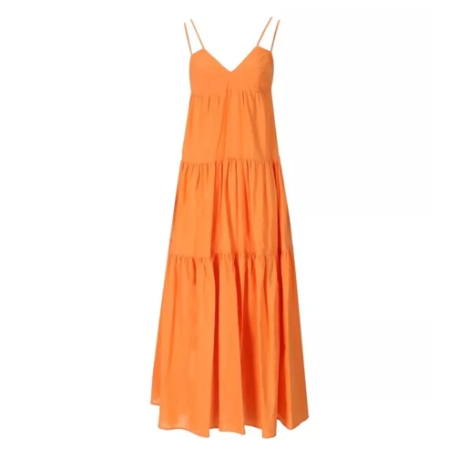 Weili Zheng Orange Long Linen Dress Orange 