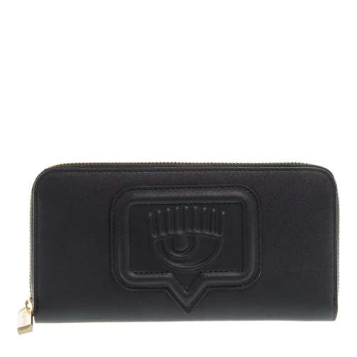 Chiara Ferragni Range A - Eyelike Bags, Sketch 08 Wallet Black Portemonnaie mit Zip-Around-Reißverschluss