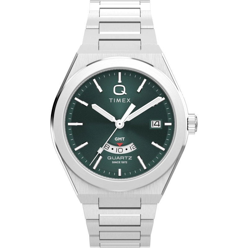 Timex Quarzuhr Quarz-Analoguhr Q Timex Continental Gmt silber