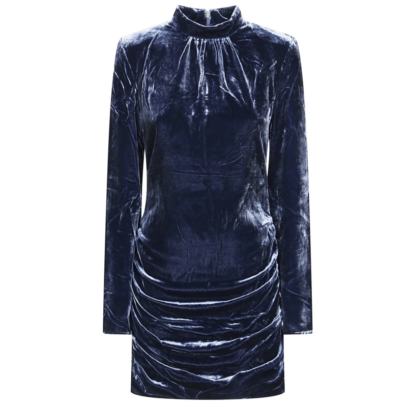 Rotate Minikleid Silk Velvet Ls Mini Dress Black