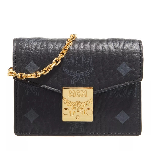MCM Tracy Visetos Card Case Mini Black Wallet On A Chain