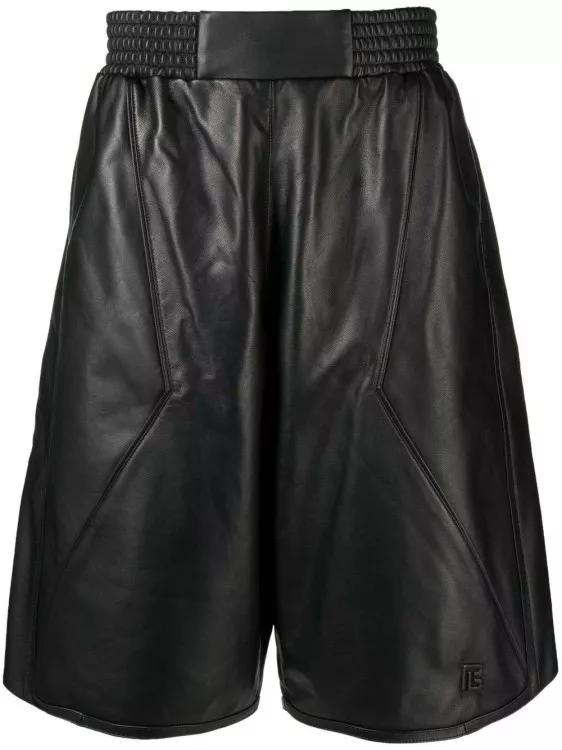 Balmain - Leather Knee-Length Shorts - Größe 46 - black