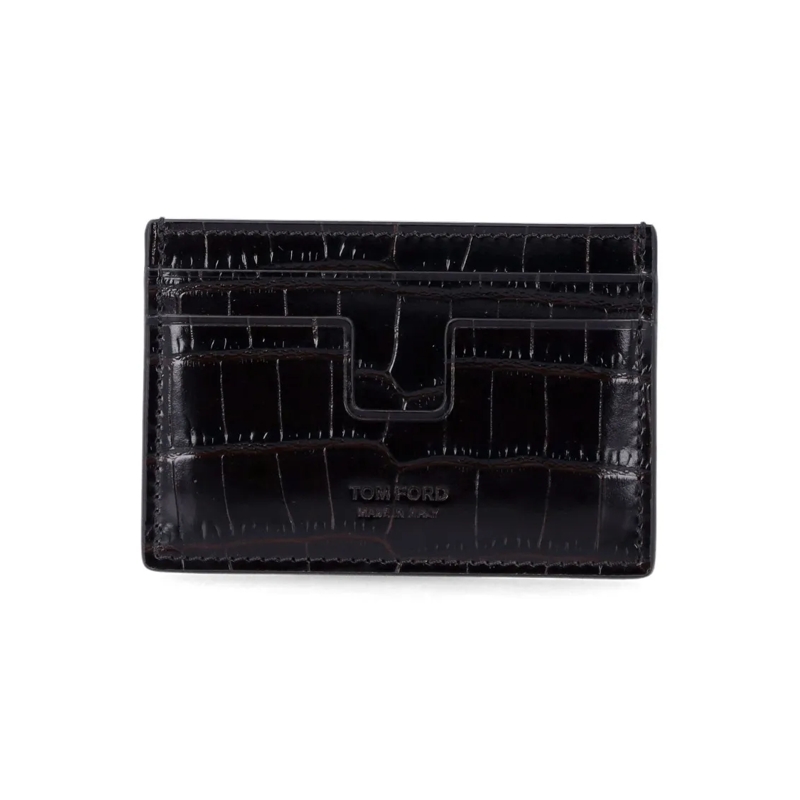 Tom Ford Geldbörse Crocodile Leather Card Holder Black