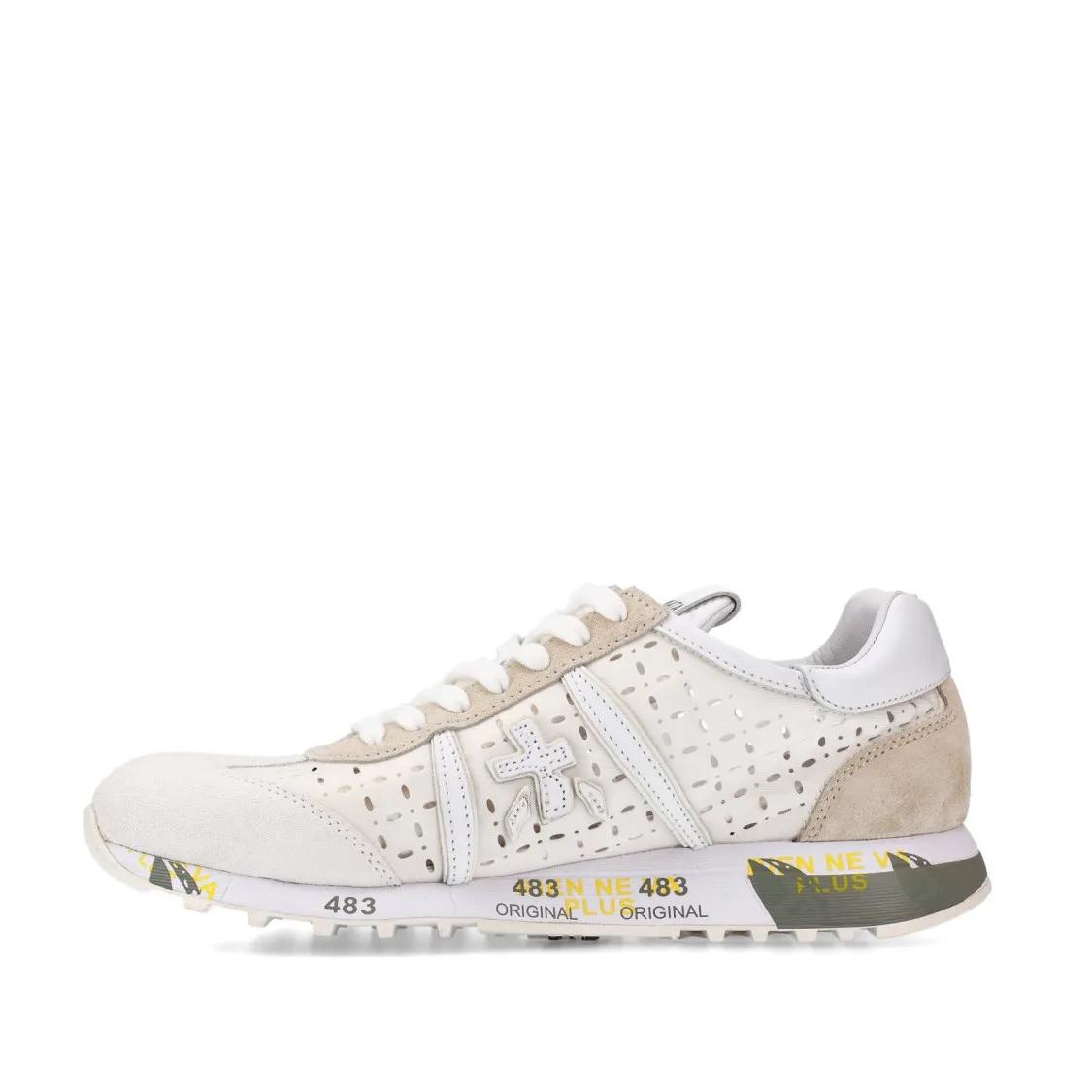Thumbnail - Premiata Low-Top Sneaker - Lucy Sneakers In Laser-Cut Leather And White Suede - Gr. 36 (EU) - in Weiß - für Damen