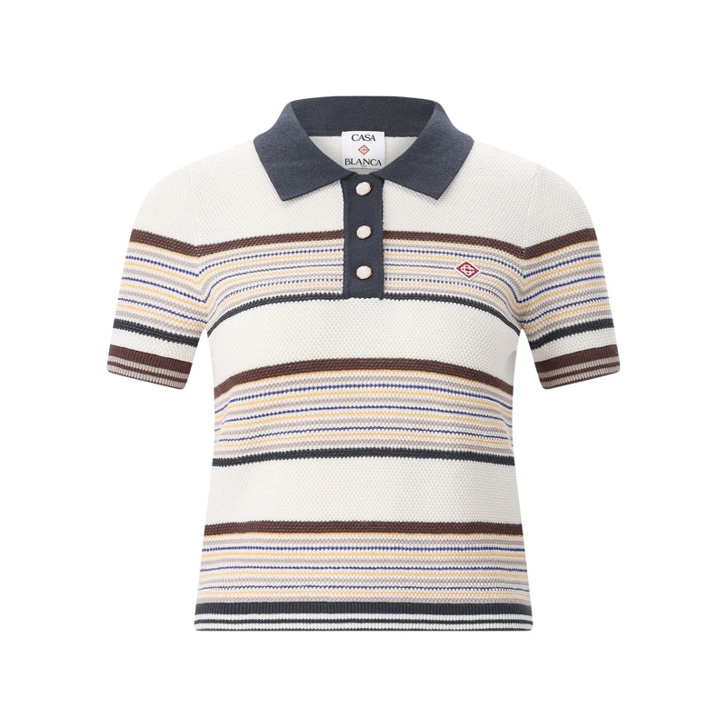Casablanca Poloshirt Poloshirt aus Baumwoll-Mix weiß