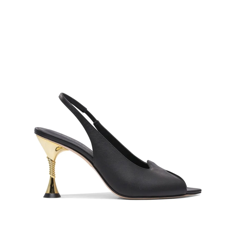 STUDIO AMELIA Pumps Open-Toe Slingback Heeled Shoes Black