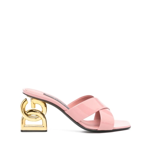 Dolce&Gabbana Sandale Sculpted Heel Leather Sandals With Cross-Strap Des Pink