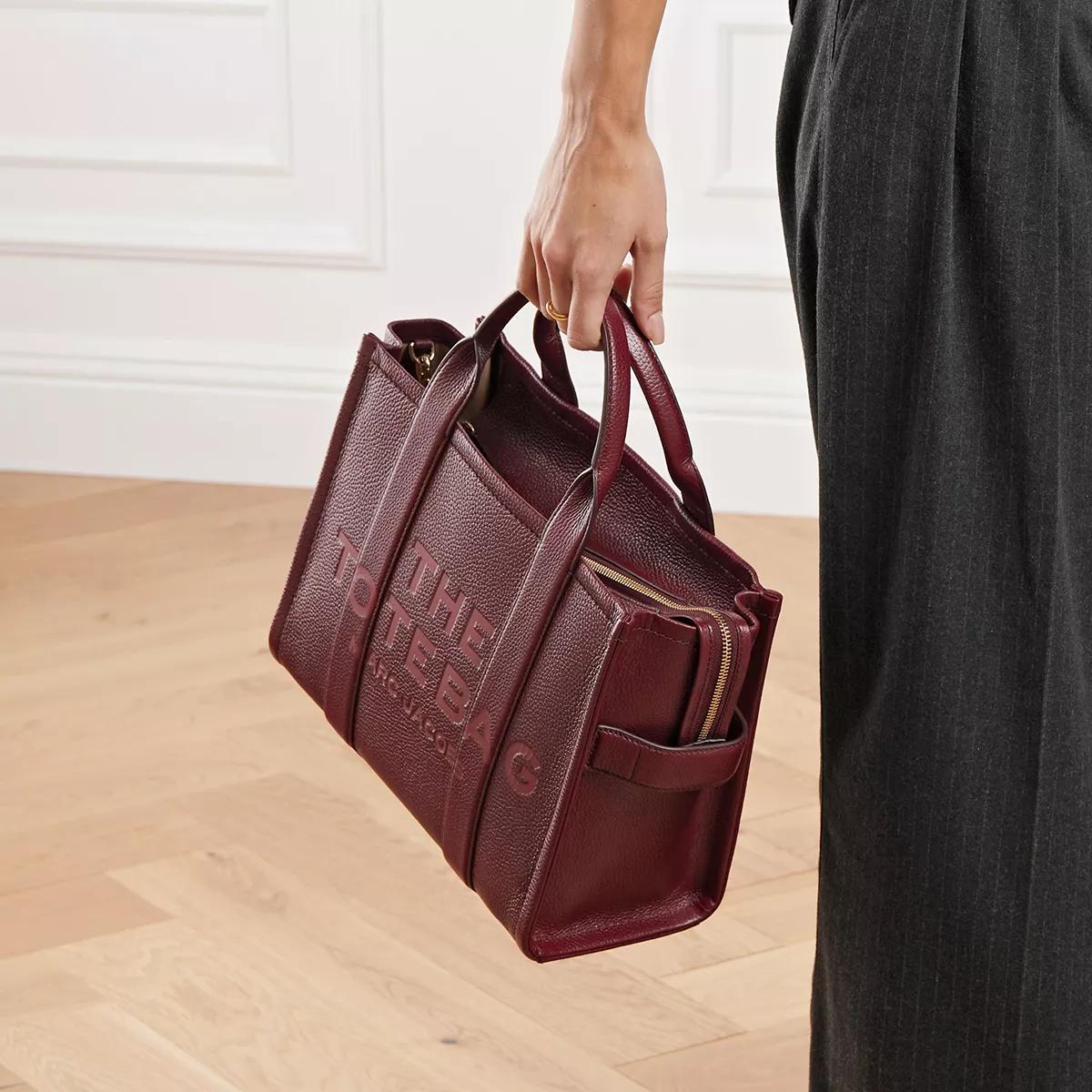 Marc Jacobs The Tote Tas in Bordeaux Leer Red Dames