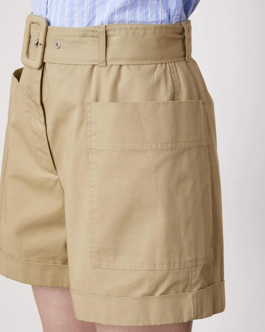 Officine Generale Beige Mid-Waisted Shorts With Removable