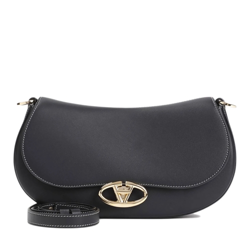 Valentino Schultertasche Small Saddle Black Calf Leather Shoulder Bag Black